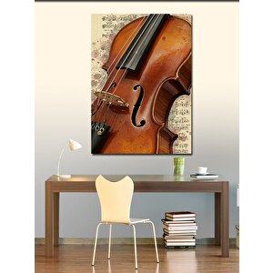 Kanvas Tablo Keman Ve Notalar 70x100 cm