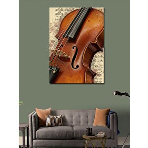 Kanvas Tablo Keman Ve Notalar 70x100 cm