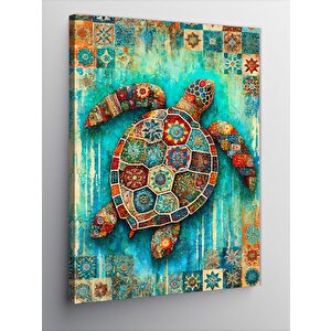 Kanvas Tablo Mandala Desenli Kaplumbağa 100x140 cm