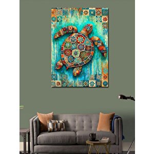 Kanvas Tablo Mandala Desenli Kaplumbağa 100x140 cm