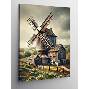 Kanvas Tablo Rüzgar Değirmeni Ve Doğa 100x140 cm