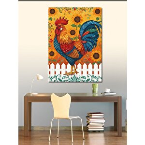 Kanvas Tablo Renkli Horoz Ve Çit 100x140 cm