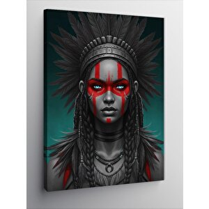 Kanvas Tablo Kızılderili Kadın Çizimi 100x140 cm