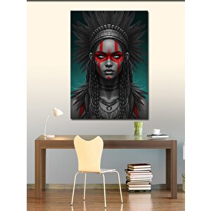 Kanvas Tablo Kızılderili Kadın Çizimi 100x140 cm