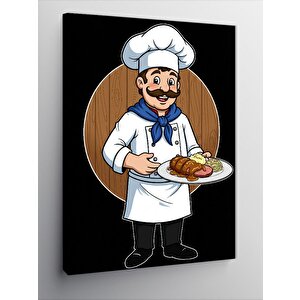 Kanvas Tablo Aşçı Yemek Sunuyor 50x70 cm