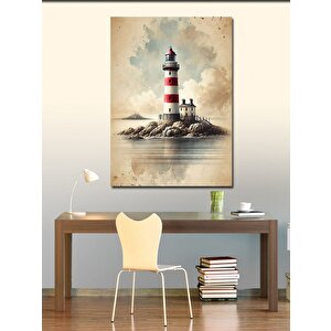 Kanvas Tablo Deniz Feneri Ve Sisli Manzara 70x100 cm