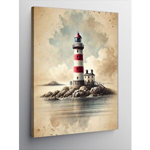 Kanvas Tablo Deniz Feneri Ve Sisli Manzara 100x140 cm