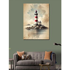 Kanvas Tablo Deniz Feneri Ve Sisli Manzara 100x140 cm