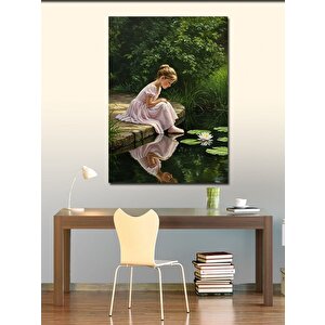 Kanvas Tablo Nilüferlerin Yanında Oturan Kız 70x100 cm