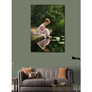 Kanvas Tablo Nilüferlerin Yanında Oturan Kız 70x100 cm