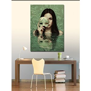 Kanvas Tablo Maskeli Kadın Portresi 50x70 cm