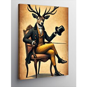 Kanvas Tablo Takım Elbiseli Geyik 70x100 cm