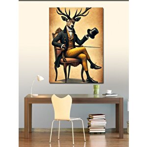 Kanvas Tablo Takım Elbiseli Geyik 70x100 cm