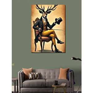 Kanvas Tablo Takım Elbiseli Geyik 70x100 cm