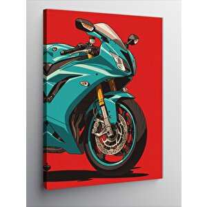 Kanvas Tablo Turkuaz Motosiklet 70x100 cm