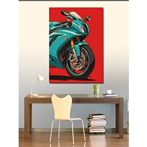 Kanvas Tablo Turkuaz Motosiklet 70x100 cm