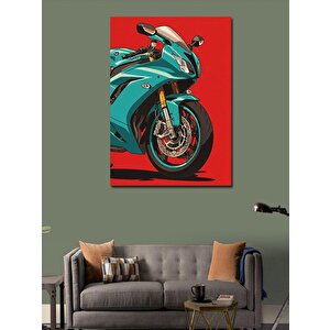 Kanvas Tablo Turkuaz Motosiklet 50x70 cm