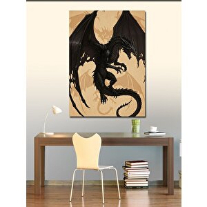 Kanvas Tablo Kanatlı Ejderha Çizimi 100x140 cm