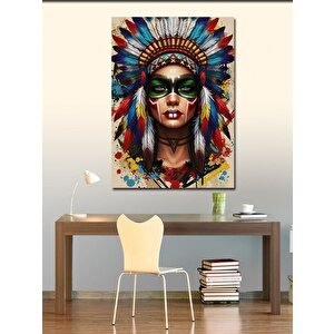 Kanvas Tablo Maskeli Kızılderili Kadın 70x100 cm