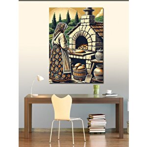 Kanvas Tablo Taş Fırında Ekmekçi Kadın 100x140 cm