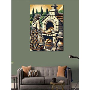 Kanvas Tablo Taş Fırında Ekmekçi Kadın 100x140 cm