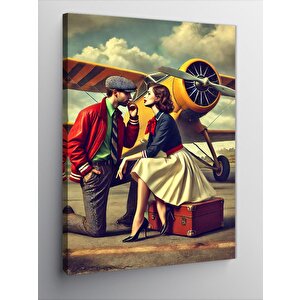 Kanvas Tablo Romantik Retro Çift 100x140 cm
