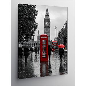 Kanvas Tablo Big Ben Ve Telefon Kulübesi 50x70 cm