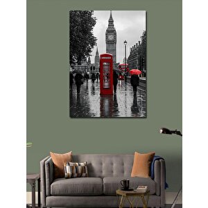 Kanvas Tablo Big Ben Ve Telefon Kulübesi 50x70 cm