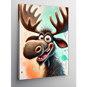Kanvas Tablo Sevimli Geyik Karikatürü 100x140 cm
