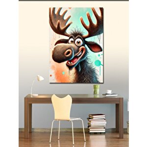 Kanvas Tablo Sevimli Geyik Karikatürü 100x140 cm