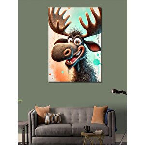 Kanvas Tablo Sevimli Geyik Karikatürü 100x140 cm