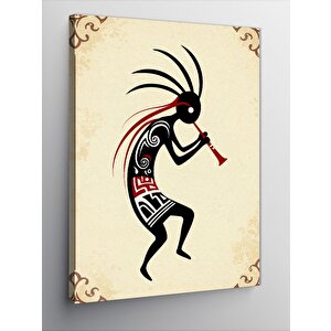 Kanvas Tablo Kokopelli Flüt Çalan Figür 70x100 cm