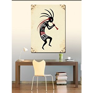 Kanvas Tablo Kokopelli Flüt Çalan Figür 70x100 cm