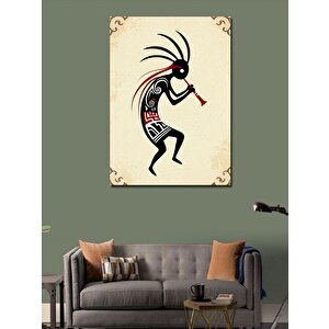 Kanvas Tablo Kokopelli Flüt Çalan Figür 70x100 cm