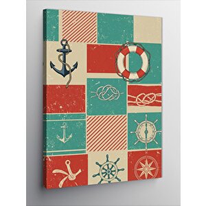 Kanvas Tablo Denizcilik Simgeleri Ve Çapa 100x140 cm