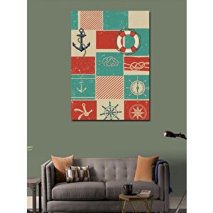 Kanvas Tablo Denizcilik Simgeleri Ve Çapa 100x140 cm