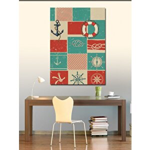 Kanvas Tablo Denizcilik Simgeleri Ve Çapa 70x100 cm