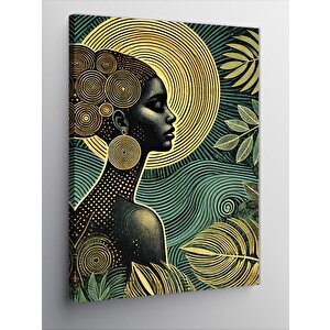Kanvas Tablo Altın Çizgilerle Kadın 100x140 cm