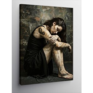 Kanvas Tablo Düşünen Kadın Portresi 100x140 cm