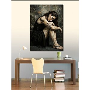 Kanvas Tablo Düşünen Kadın Portresi 100x140 cm