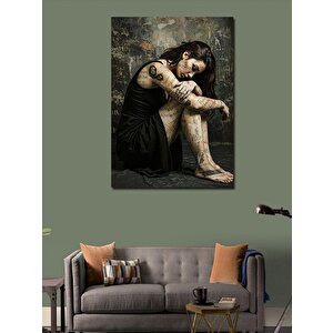 Kanvas Tablo Düşünen Kadın Portresi 100x140 cm