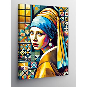 Kanvas Tablo Modern İnci Küpe Kızı Yorumu 100x140 cm