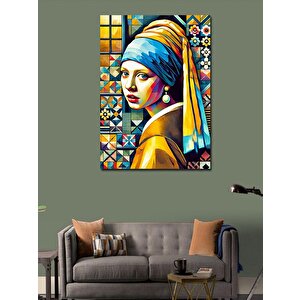 Kanvas Tablo Modern İnci Küpe Kızı Yorumu 100x140 cm