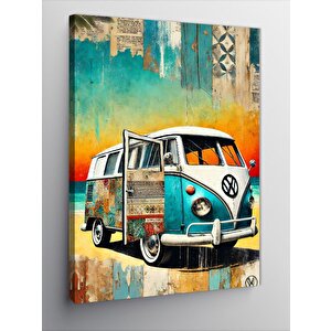 Kanvas Tablo Renkli Karavan Çizimi 70x100 cm