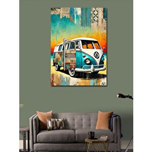 Kanvas Tablo Renkli Karavan Çizimi 70x100 cm