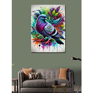 Kanvas Tablo Renkli Güvercin Ve Sanat Patlaması 50x70 cm