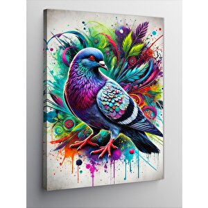 Kanvas Tablo Renkli Güvercin Ve Sanat Patlaması 70x100 cm