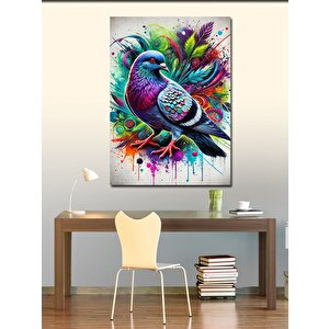Kanvas Tablo Renkli Güvercin Ve Sanat Patlaması 70x100 cm