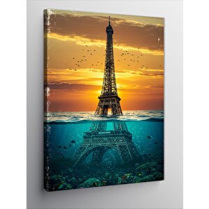 Kanvas Tablo Su Altında Eiffel Kulesi 100x140 cm