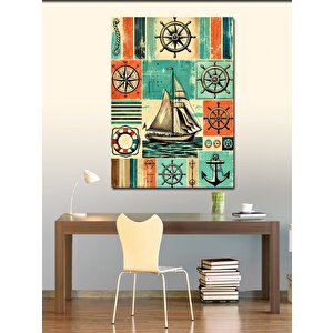 Kanvas Tablo Denizcilik Temalı Patchwork 50x70 cm